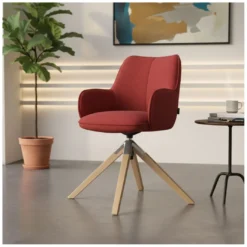 Silla de reuniones Gala, estructura giratoria, base de madera