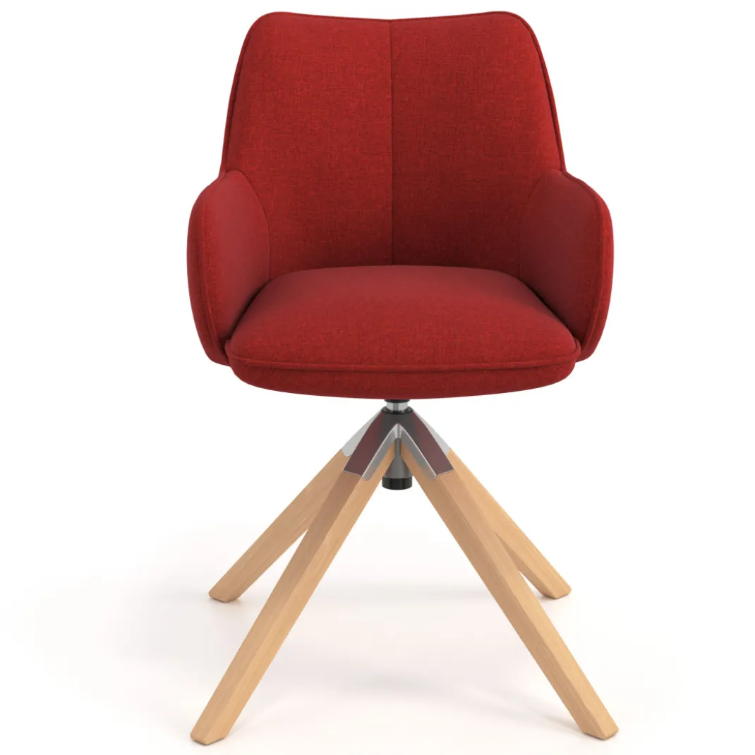 Silla de reuniones Gala, estructura giratoria, base de madera