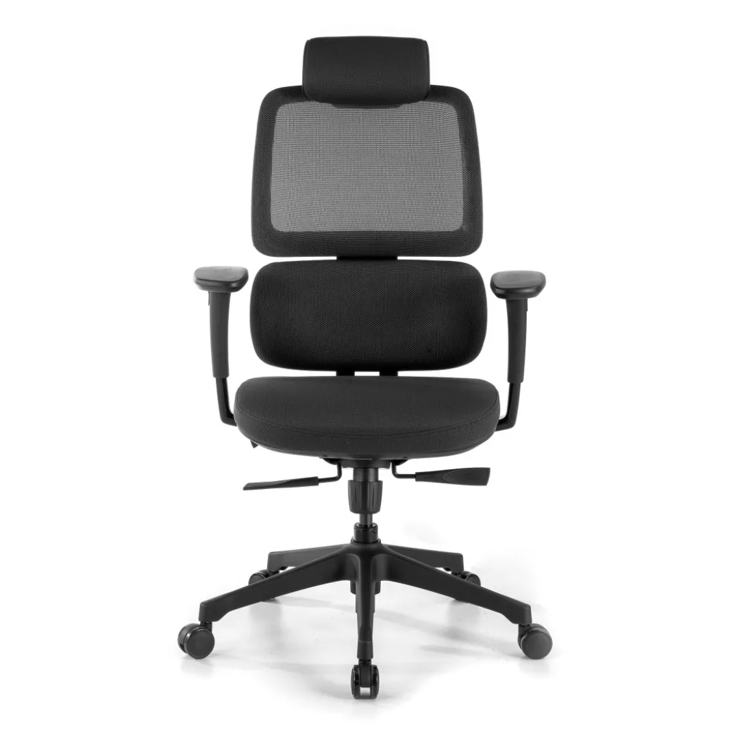 Silla ergonomica Focus, reposacabezas, doble cojin lumbar