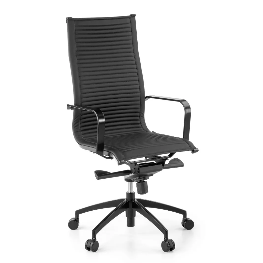 Silla oficina de diseño Croma, respaldo alto, estructura negra