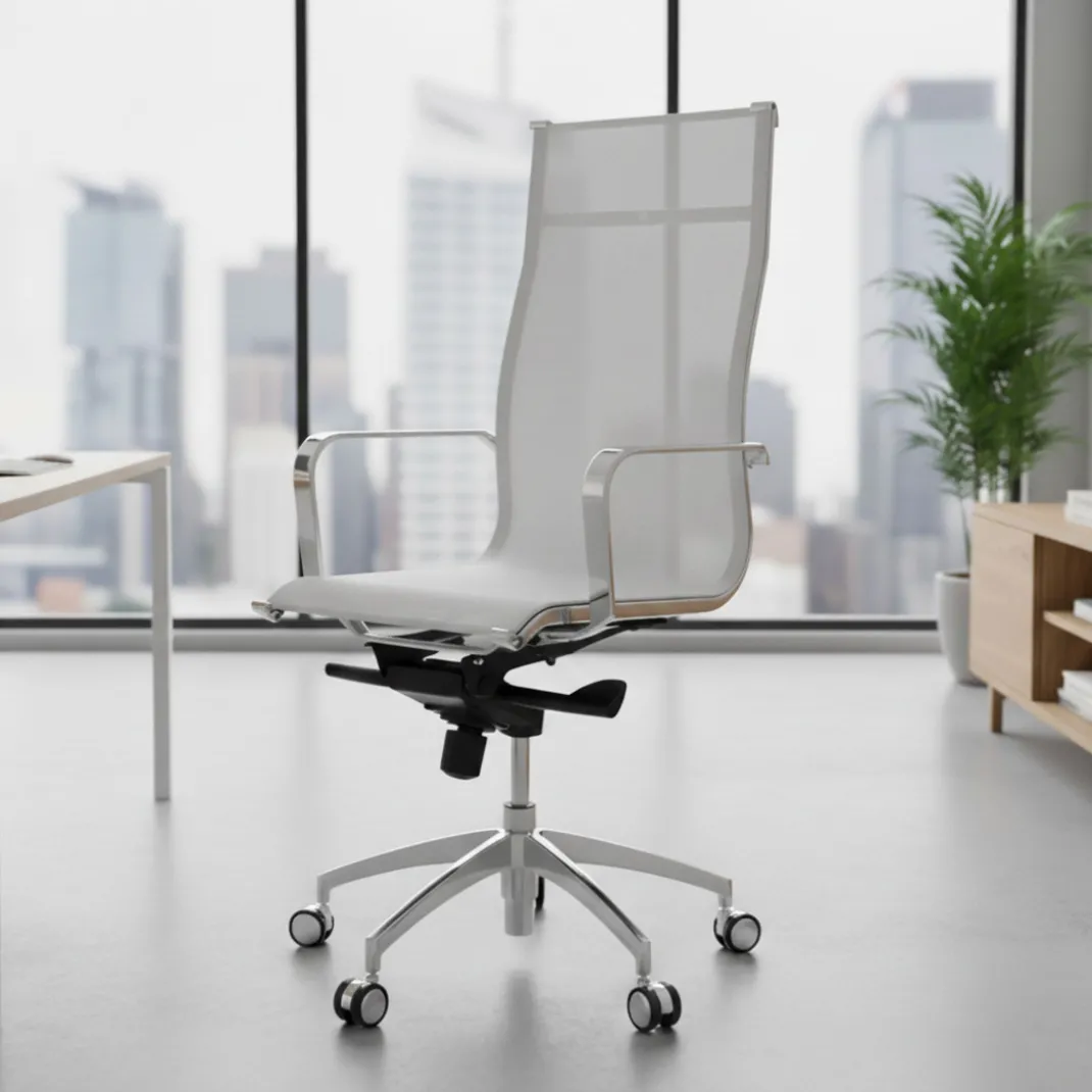 Silla oficina de diseño Croma, respaldo alto, red transpirable