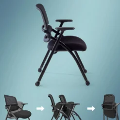 Silla plegable de formación Flexia, respaldo de red, con ruedas