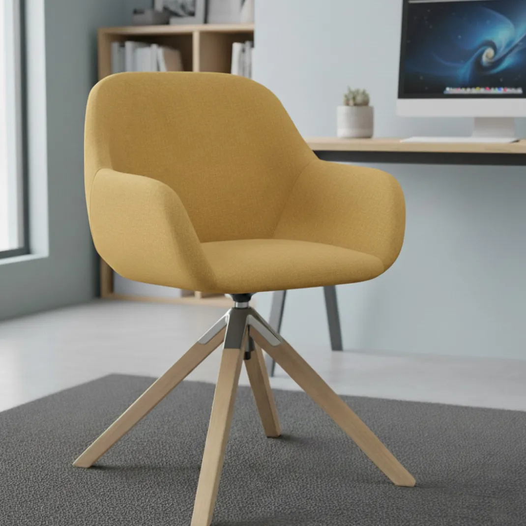 Silla reuniones moon base de madera maciza mecanismo giratorio