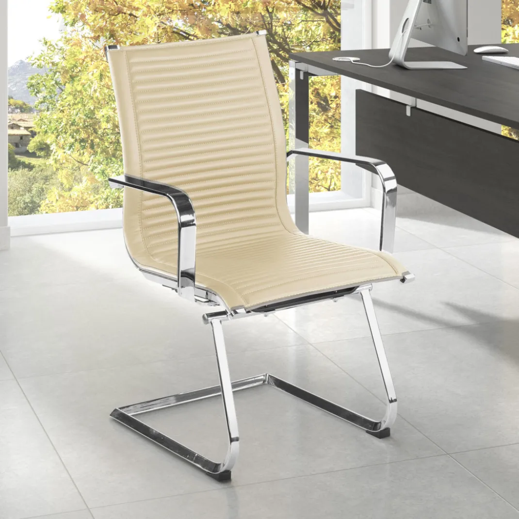 Sillón confidente de oficina Croma, estructura patín