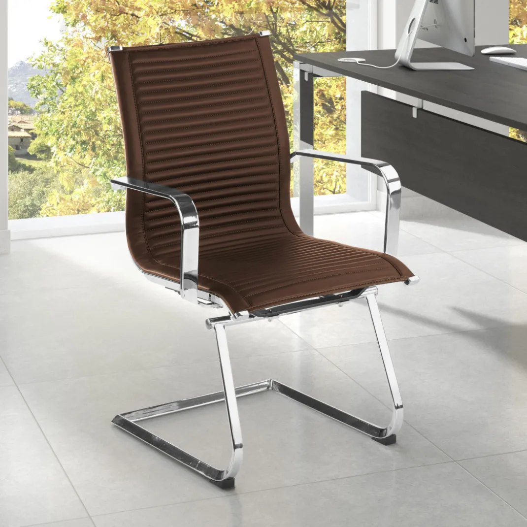 Sillón confidente de oficina Croma, estructura patín
