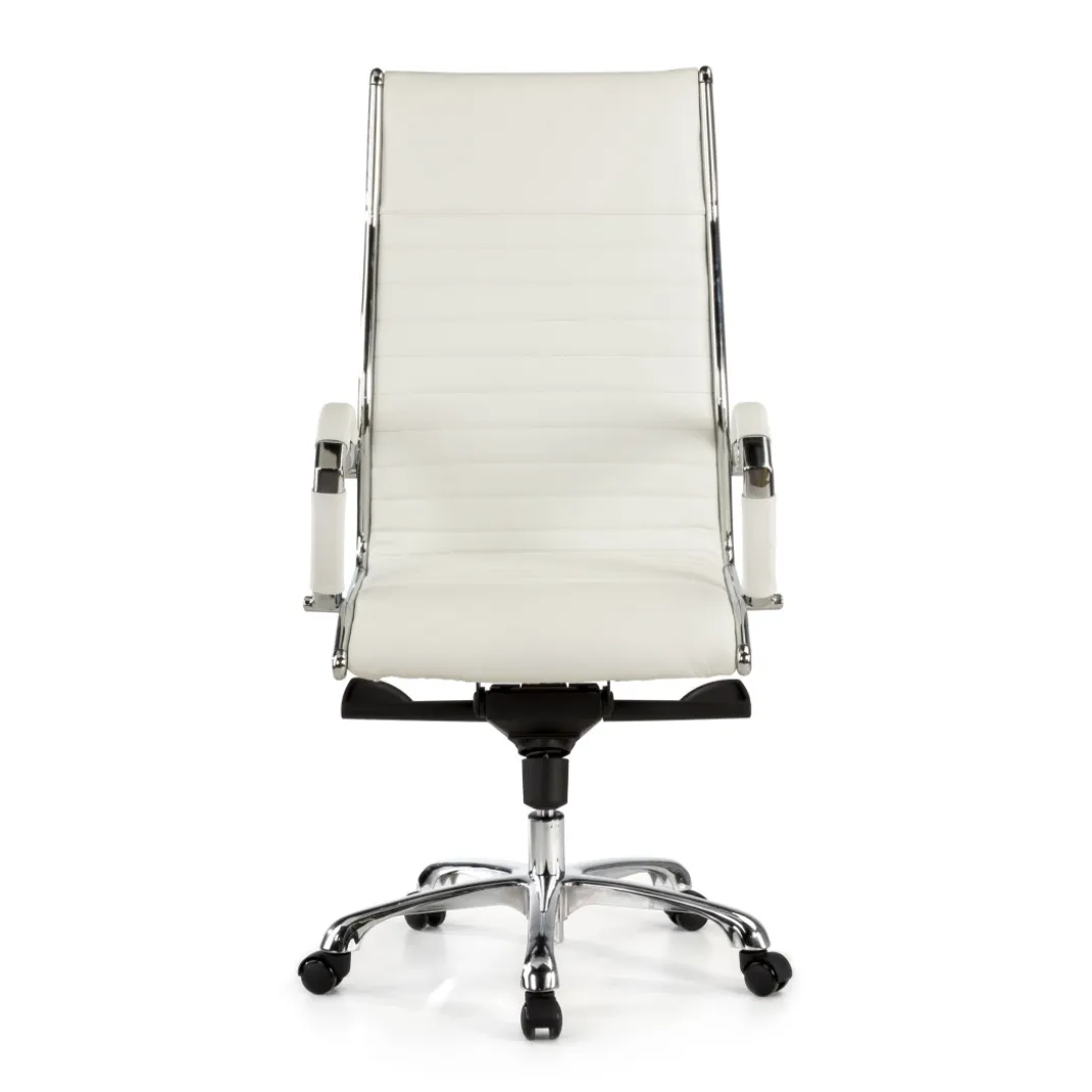 Sillón de dirección Virginia, marco cromado, piel natural
