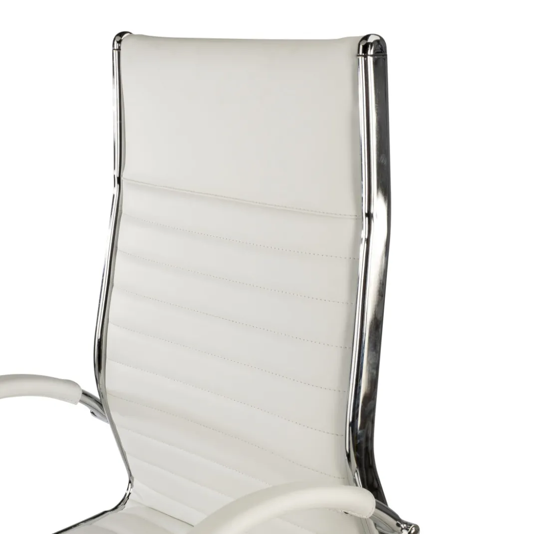 Sillón de dirección Virginia, marco cromado, piel natural