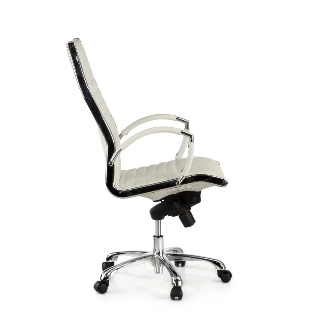 Sillón de dirección Virginia, marco cromado, piel natural