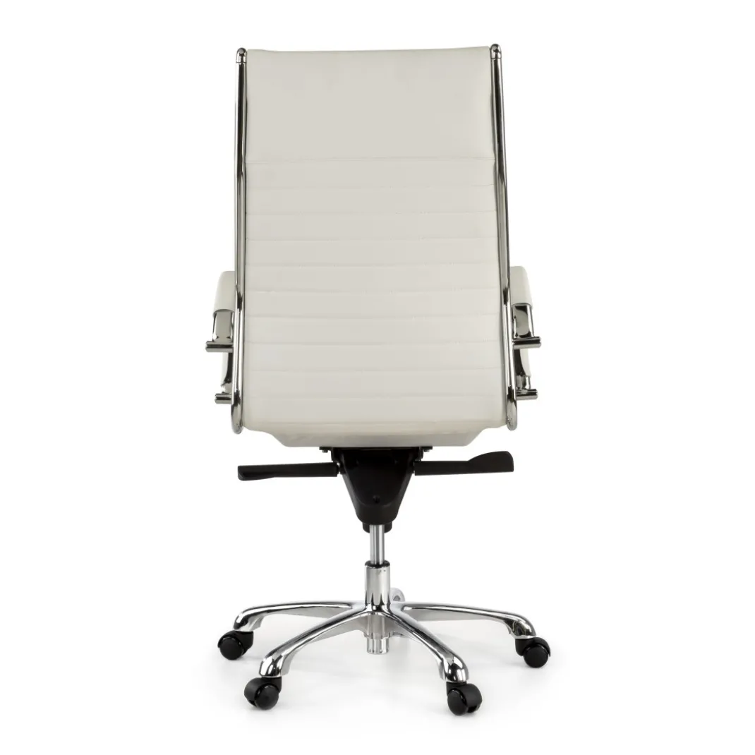 Sillón de dirección Virginia, marco cromado, piel natural