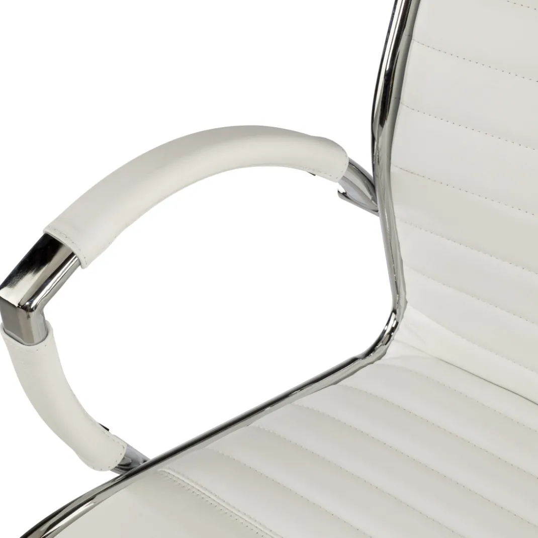 Sillón de dirección Virginia, marco cromado, piel natural