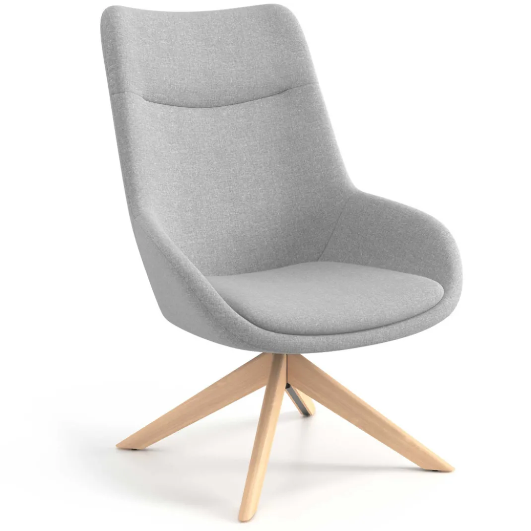 Sillón de Espera Capri, respaldo Alto, base giratoria madera