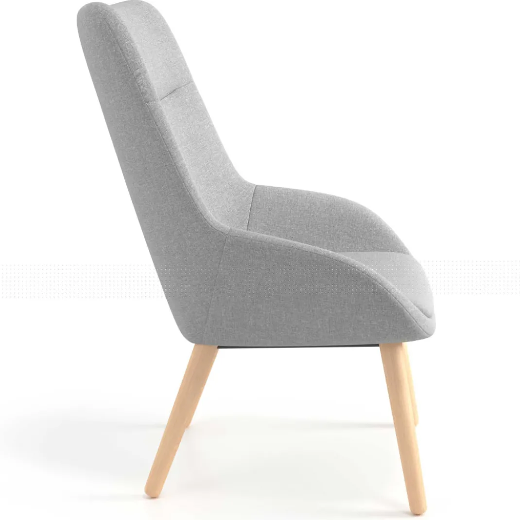 Sillón de Espera Capri, respaldo Alto, base 4 patas madera