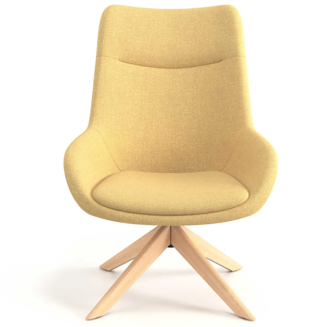 Sillón de Espera Capri, respaldo Alto, base giratoria madera