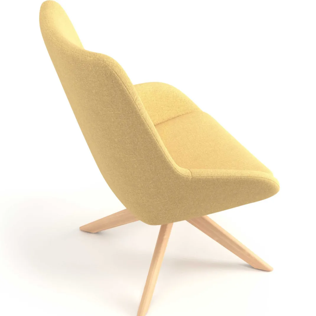 Sillón de Espera Capri, respaldo Alto, base giratoria madera