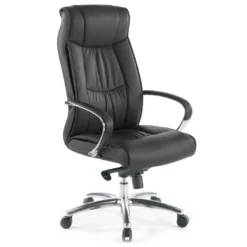 Sillón de oficina Bahia piel natural, brazos de aluminio