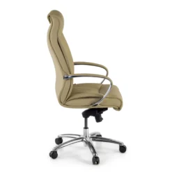 Sillón de oficina Bahia piel natural, brazos de aluminio