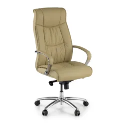 Sillón de oficina Bahia piel natural, brazos de aluminio