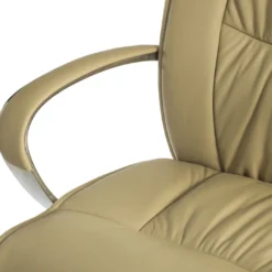 Sillón de oficina Bahia piel natural, brazos de aluminio