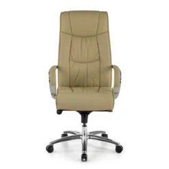 Sillón de oficina Bahia piel natural, brazos de aluminio