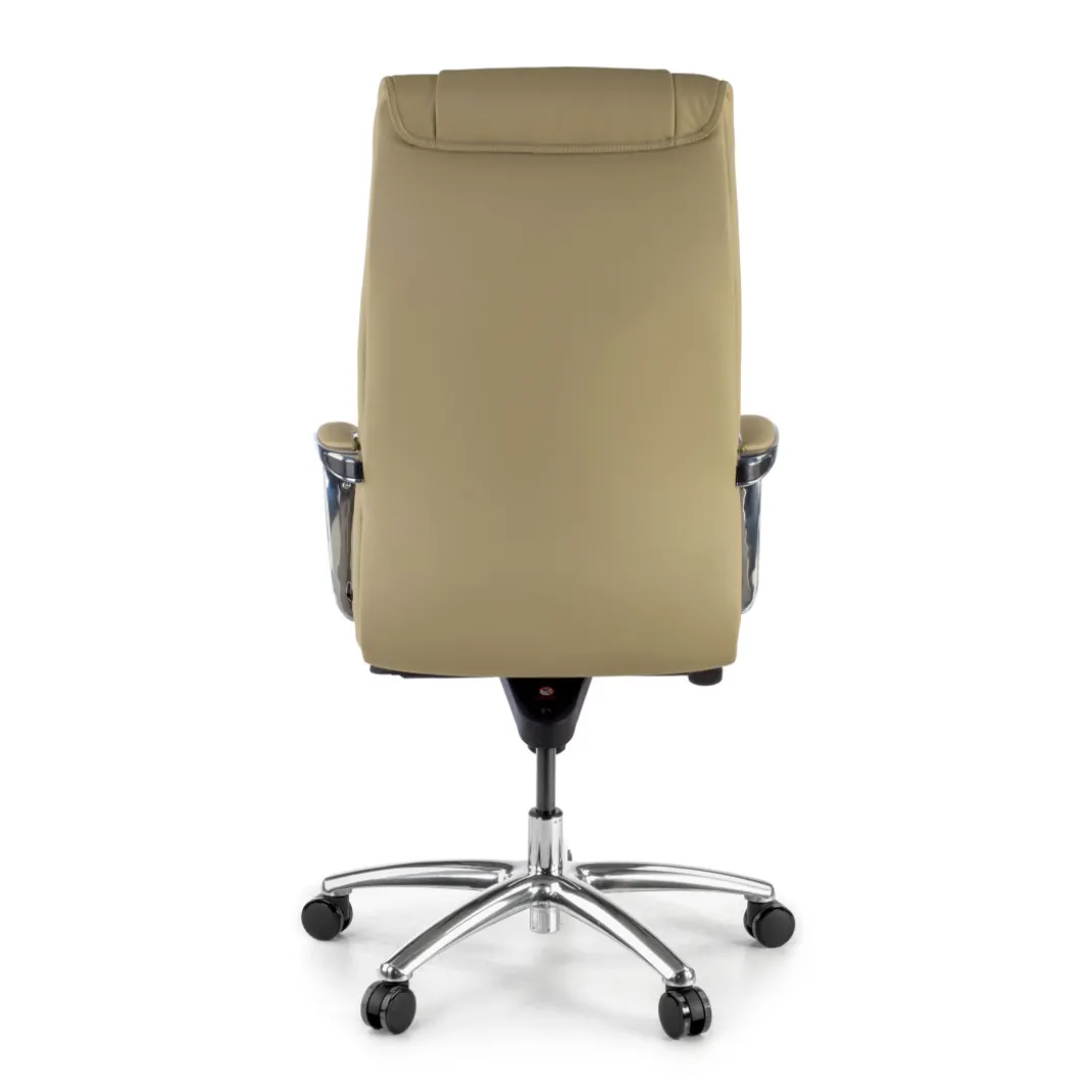 Sillón de oficina Bahia piel natural, brazos de aluminio