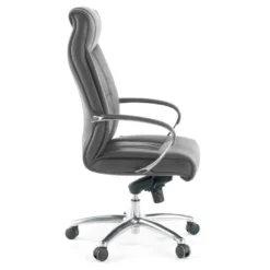 Sillón de oficina Bahia piel natural, brazos de aluminio