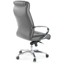 Sillón de oficina Bahia piel natural, brazos de aluminio