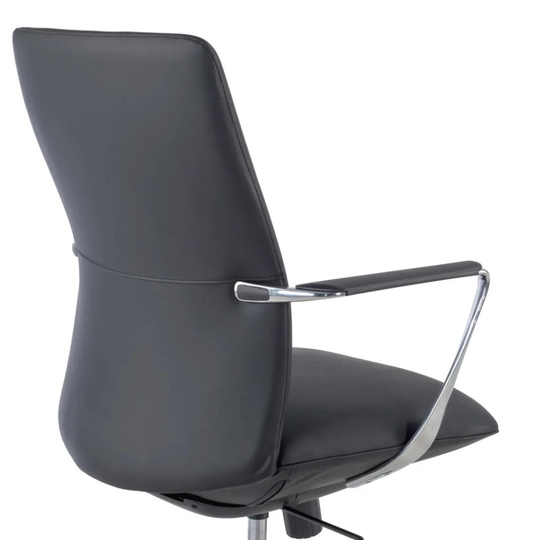 Sillón de Oficina Bristol respaldo bajo, brazos aluminio, ecopiel
