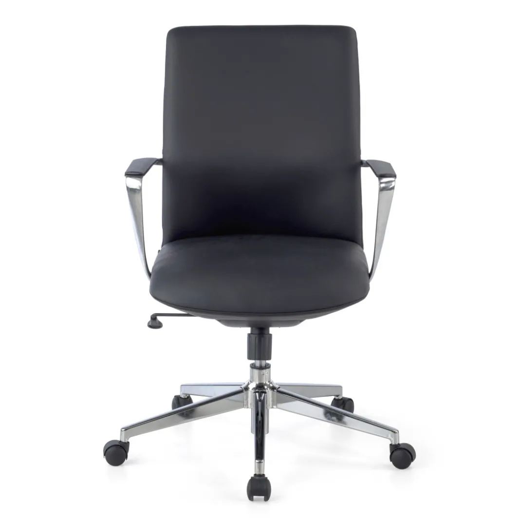 Sillón de Oficina Bristol respaldo bajo, brazos aluminio, ecopiel