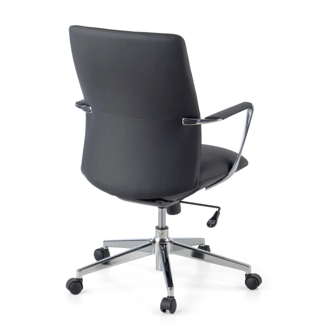 Sillón de Oficina Bristol respaldo bajo, brazos aluminio, ecopiel