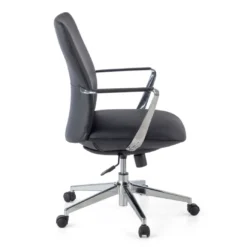 Sillón de Oficina Bristol respaldo bajo, brazos aluminio, ecopiel