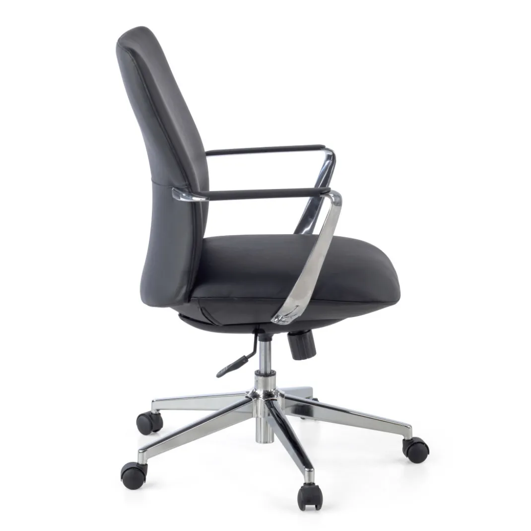 Sillón de Oficina Bristol respaldo bajo, brazos aluminio, ecopiel
