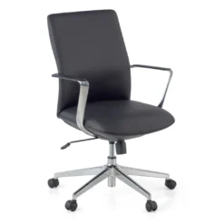 Sillón de Oficina Bristol respaldo bajo, brazos aluminio, ecopiel