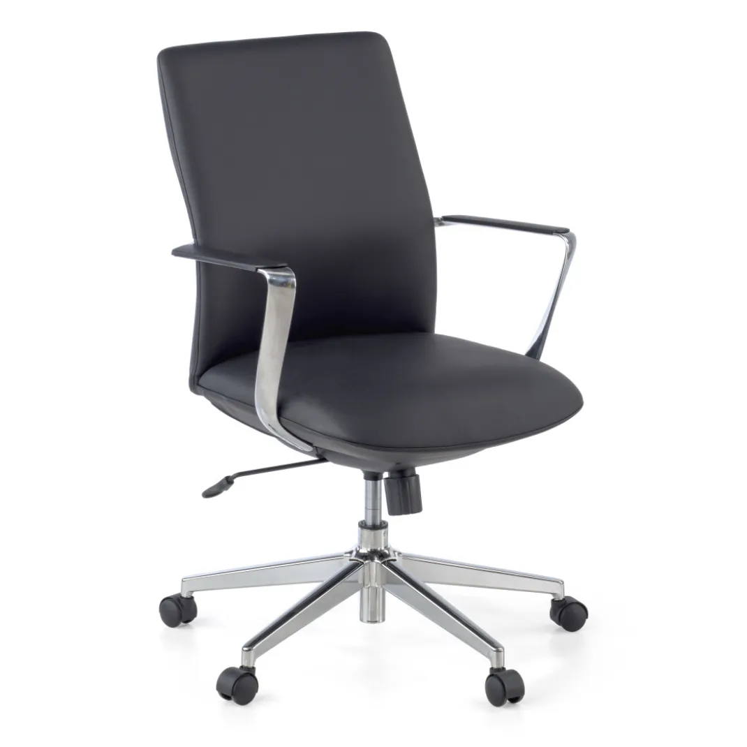 Sillón de Oficina Bristol respaldo bajo, brazos aluminio, ecopiel
