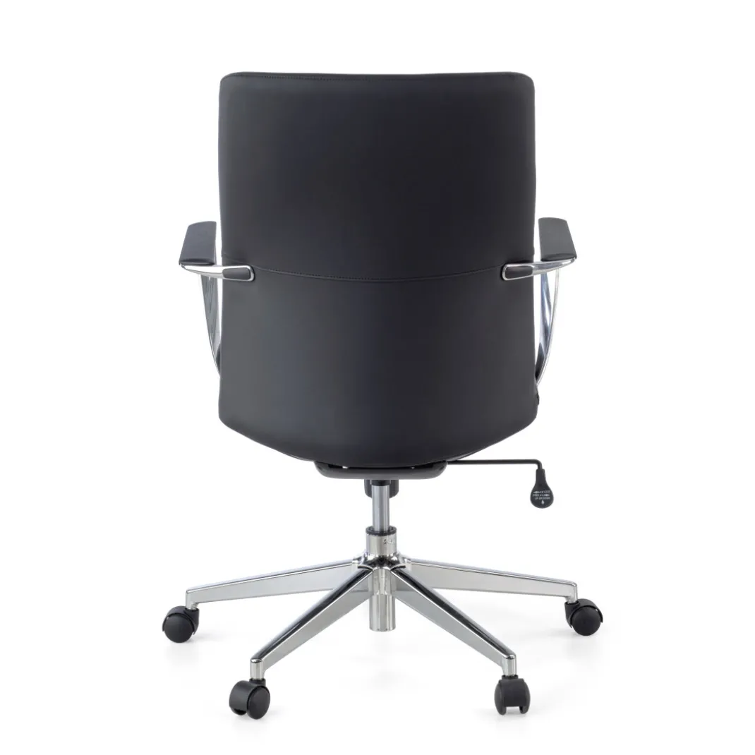 Sillón de Oficina Bristol respaldo bajo, brazos aluminio, ecopiel