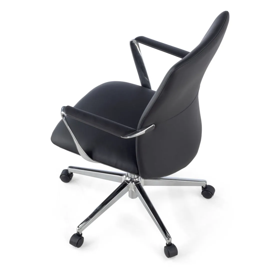 Sillón de Oficina Bristol respaldo bajo, brazos aluminio, ecopiel