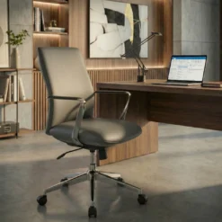 Sillón de Oficina Bristol respaldo bajo, brazos aluminio, ecopiel
