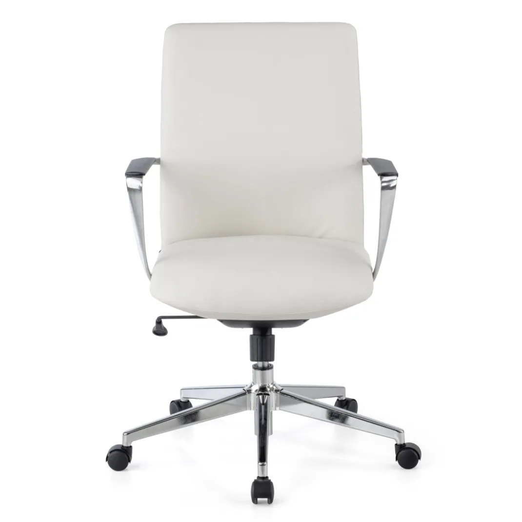Sillón de Oficina Bristol respaldo bajo, brazos aluminio, ecopiel