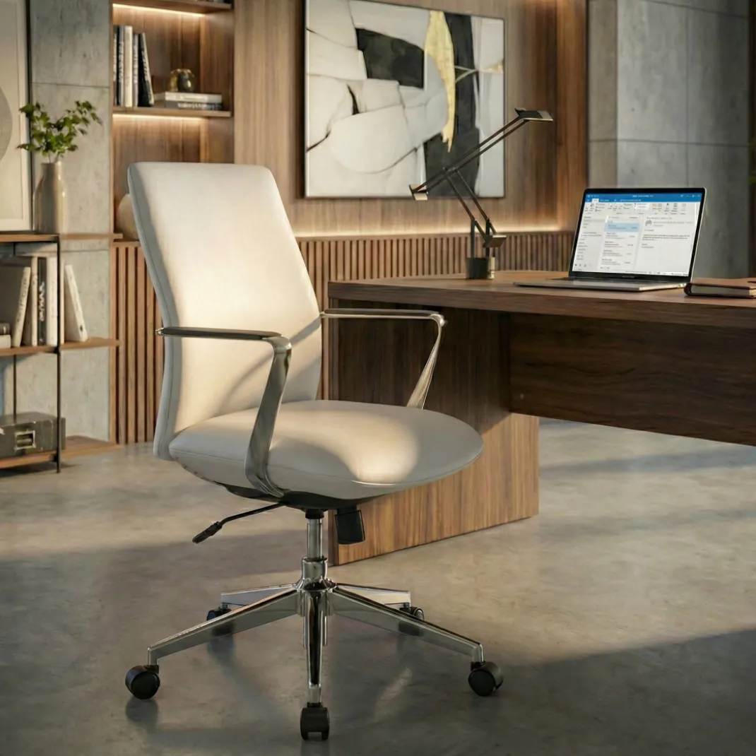 Sillón de Oficina Bristol respaldo bajo, brazos aluminio, ecopiel