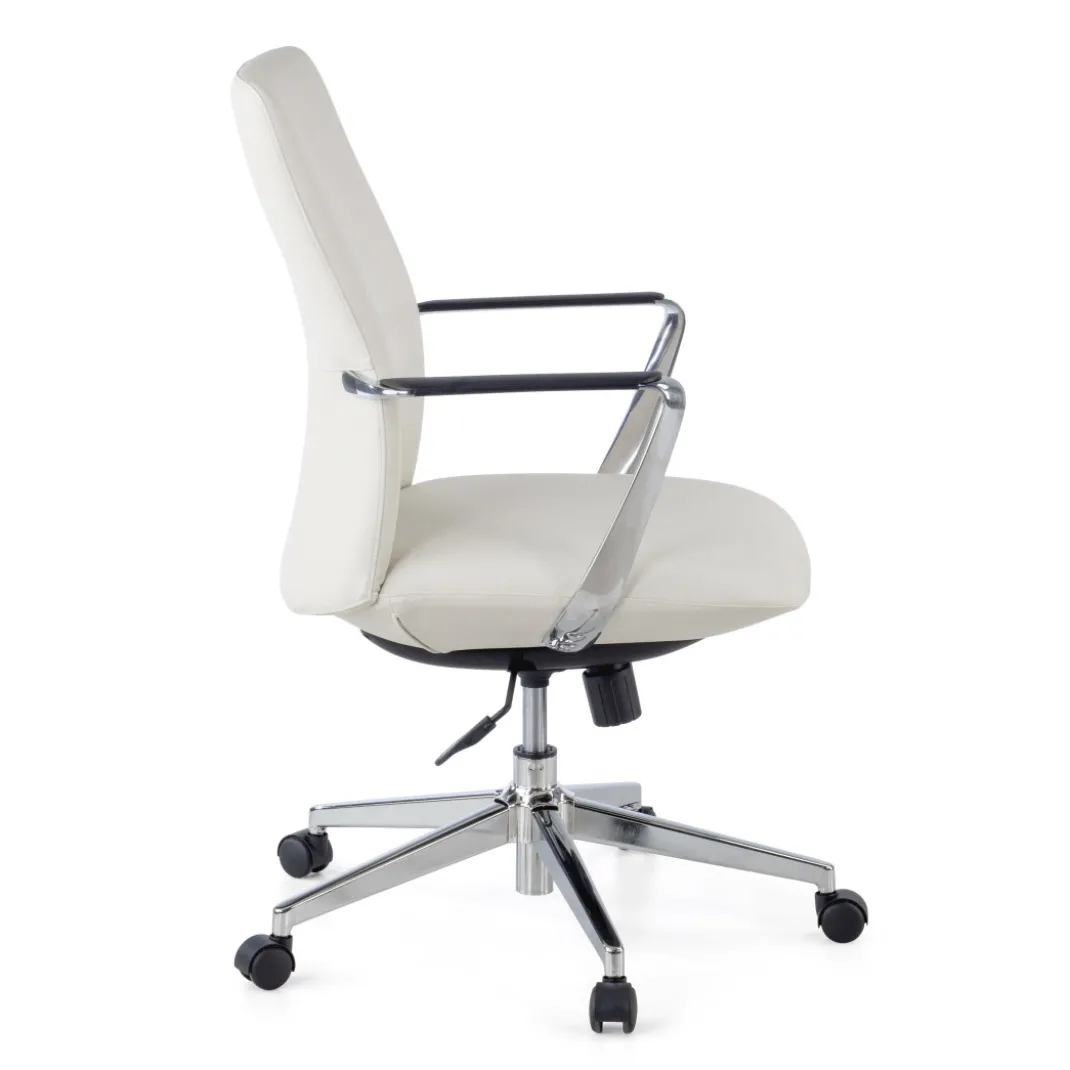 Sillón de Oficina Bristol respaldo bajo, brazos aluminio, ecopiel