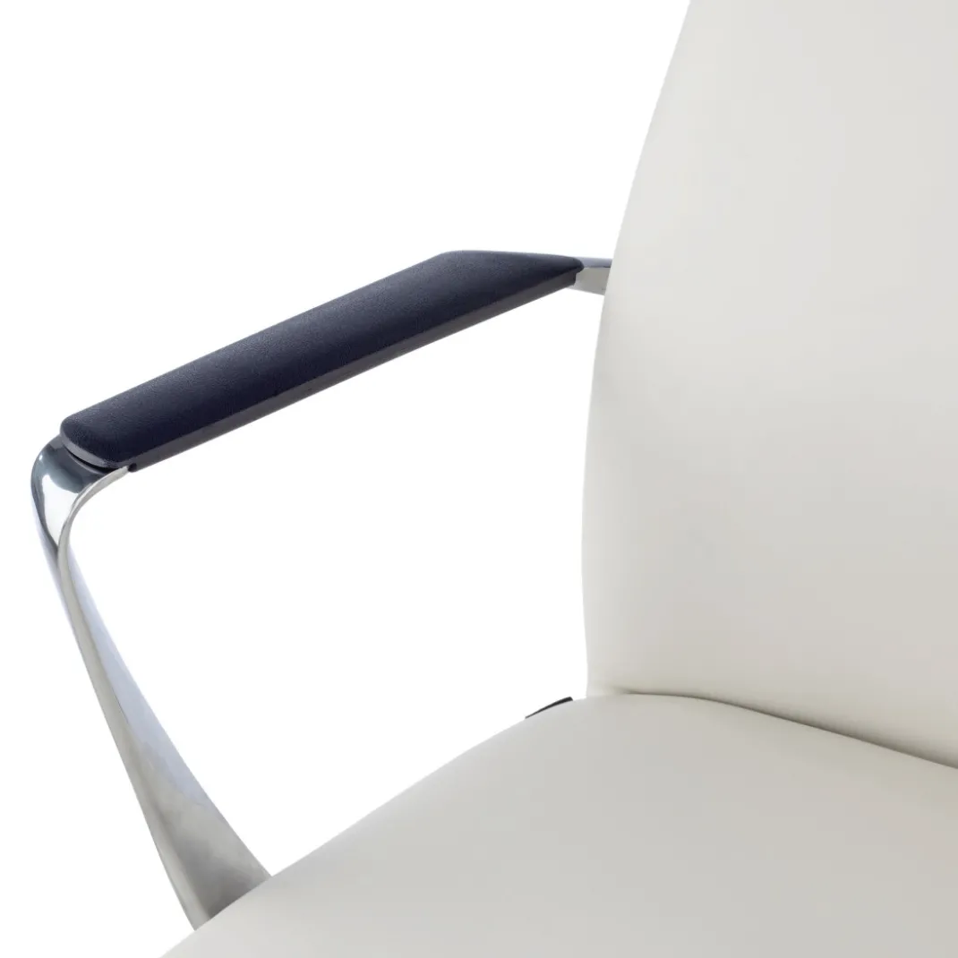 Sillón de Oficina Bristol respaldo bajo, brazos aluminio, ecopiel