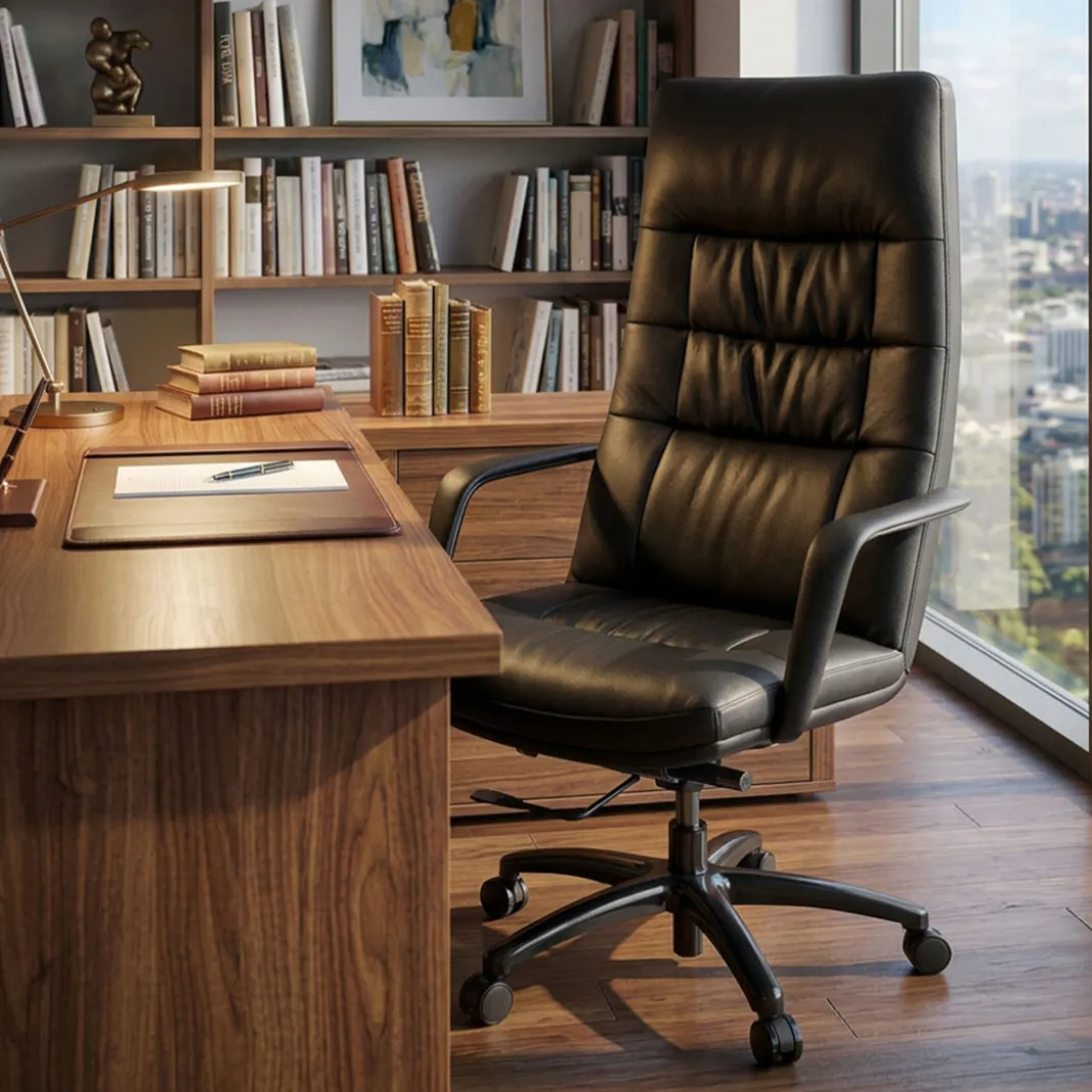 Sillón de oficina dirección Edinburgo, piel natural