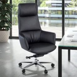Sillón de oficina dirección President, alta gama, piel natural