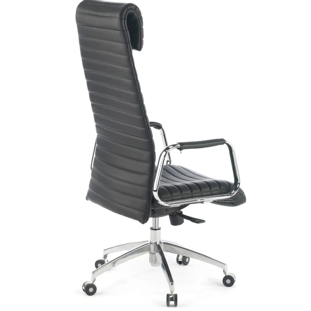 Sillón de oficina Jaguar, base aluminio, Ecopiel