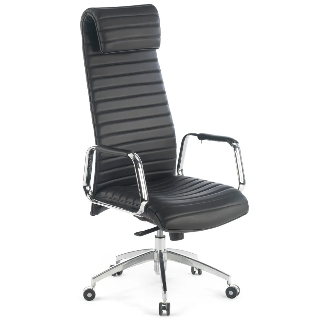 Sillón de oficina Jaguar, base aluminio, Ecopiel