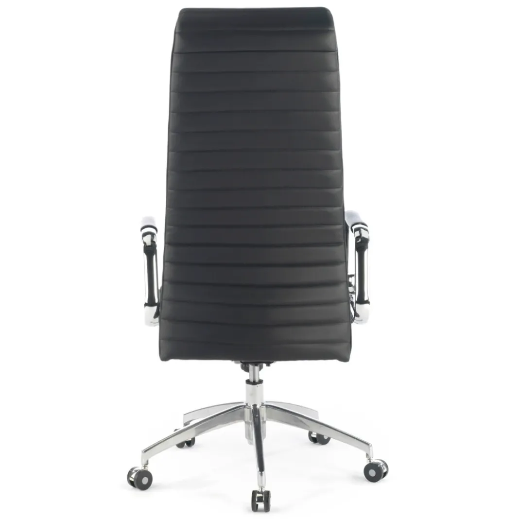 Sillón de oficina Jaguar, base aluminio, Ecopiel