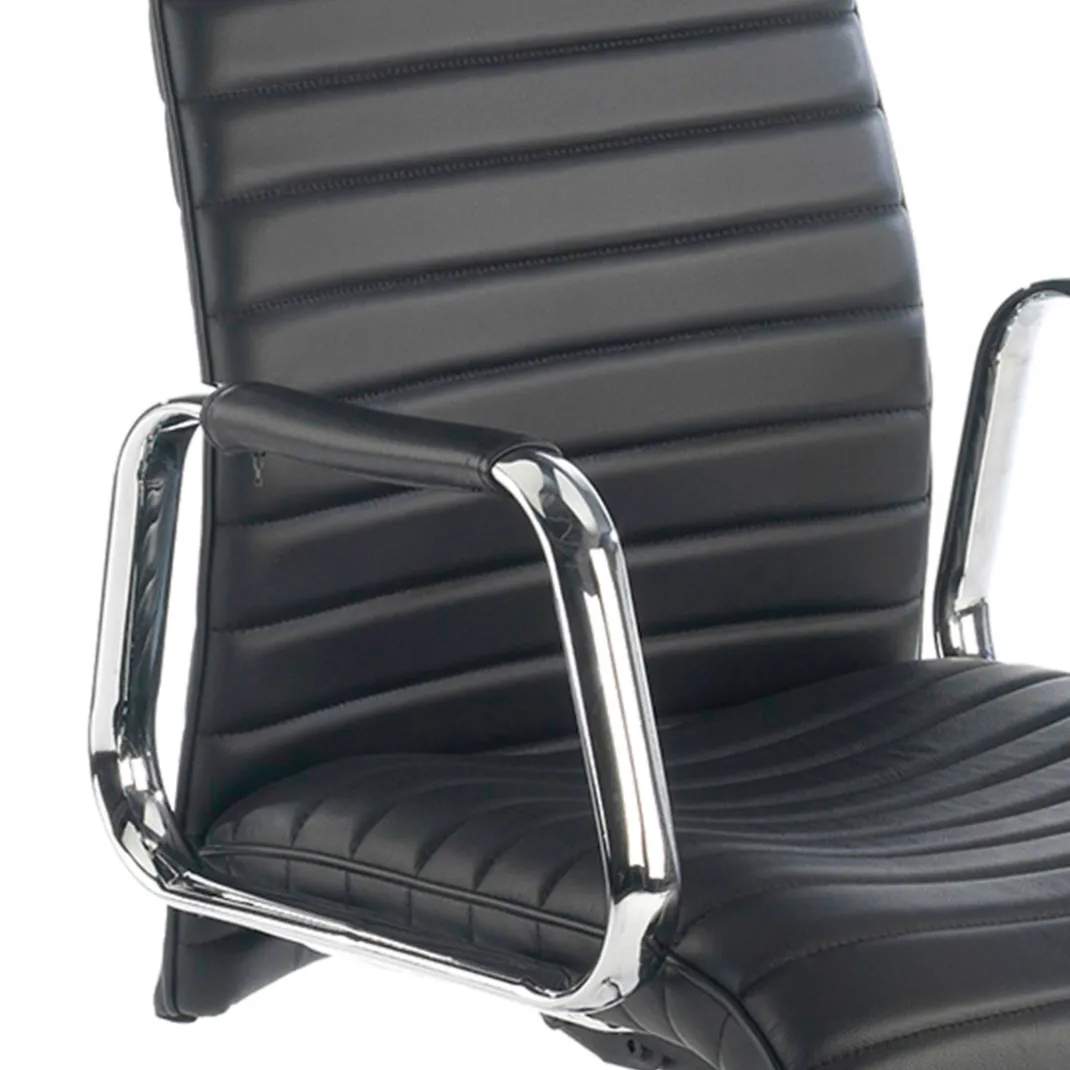 Sillón de oficina Jaguar, base aluminio, Ecopiel