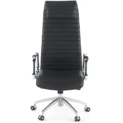 Sillón de oficina Jaguar, base aluminio, piel natural