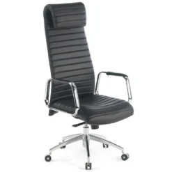 Sillón de oficina Jaguar, base aluminio, piel natural