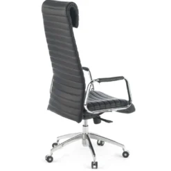 Sillón de oficina Jaguar, base aluminio, piel natural