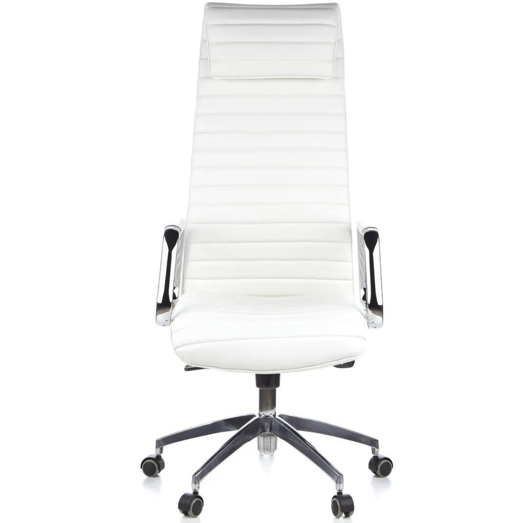 Sillón de oficina Jaguar, base aluminio, piel natural
